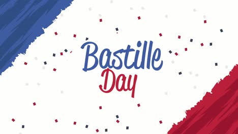 gelukkige bastille dag met vlag en confetti.