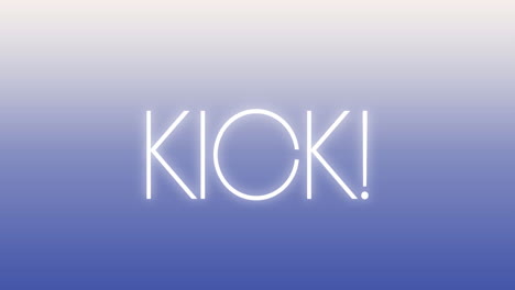 Animation of kick text over blue background