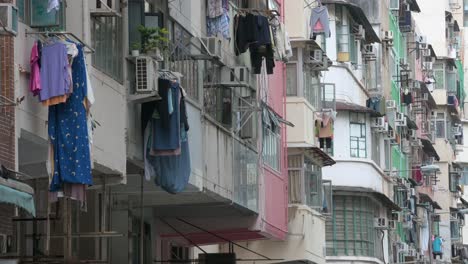 old residential housing apartment building seen in kowloon district in hong kong