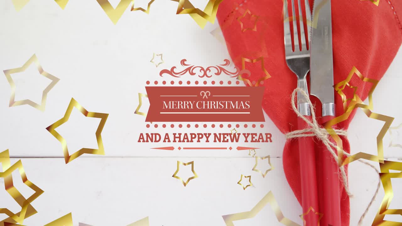 메리 크리스마스 텍스트의 애니메이션 over cutrely