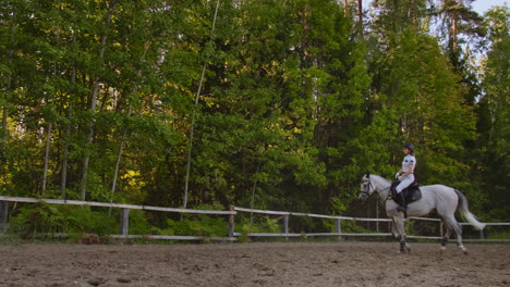 El-Mejor-Momento-Profesional-Del-Entrenamiento-De-Equitación-Para-Mujeres.-Ella-Demuestra-Habilidades-Para-Galopar-Con-Su-Caballo-En-La-Naturaleza.