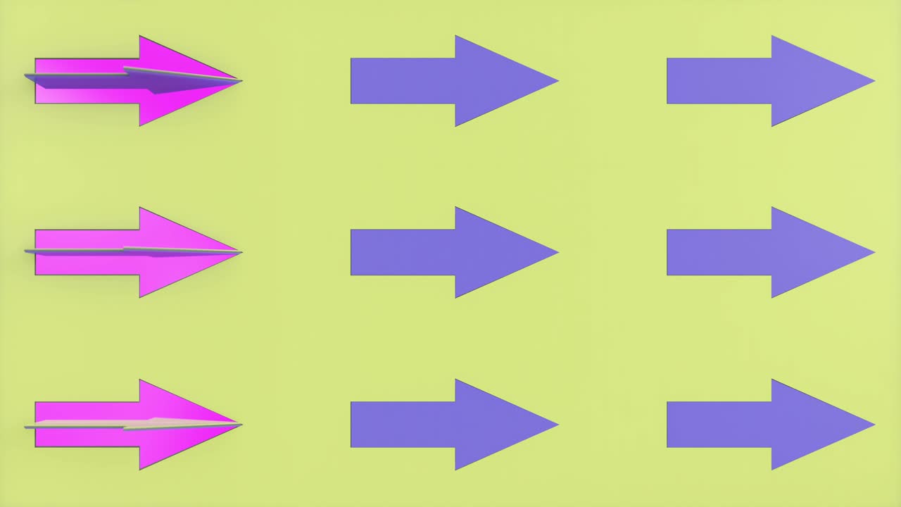다채로운 화살표를 움직이는 3d 애니메이션: 화살표는 뒤집어지고, 원활한 패턴.