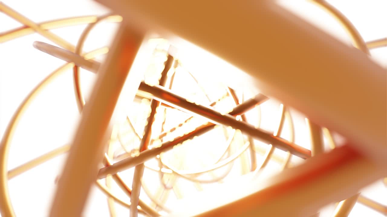 Abstract Gold torus 3D rendering multiple pattern rotation, Network technology concept design on white background animation 4K footage