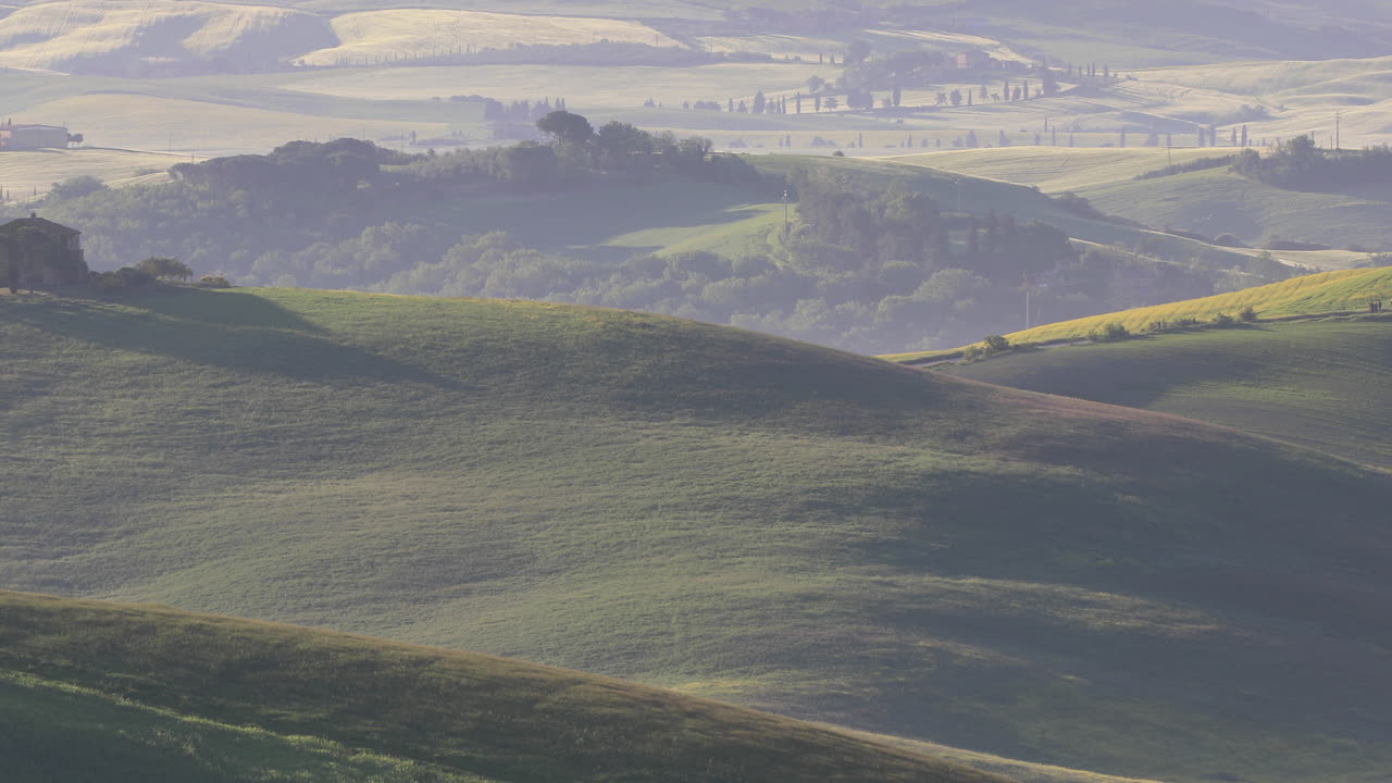 The rolling landscape of the Val d'Orcia in Tuscany, Italy