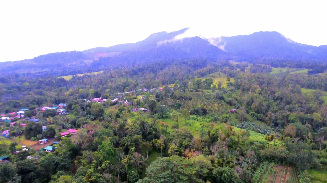 Secluded Village at the Base of a Mountain in the Costa Rican Jungle in Central America