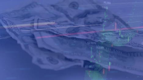 animación del procesamiento de datos sobre billetes