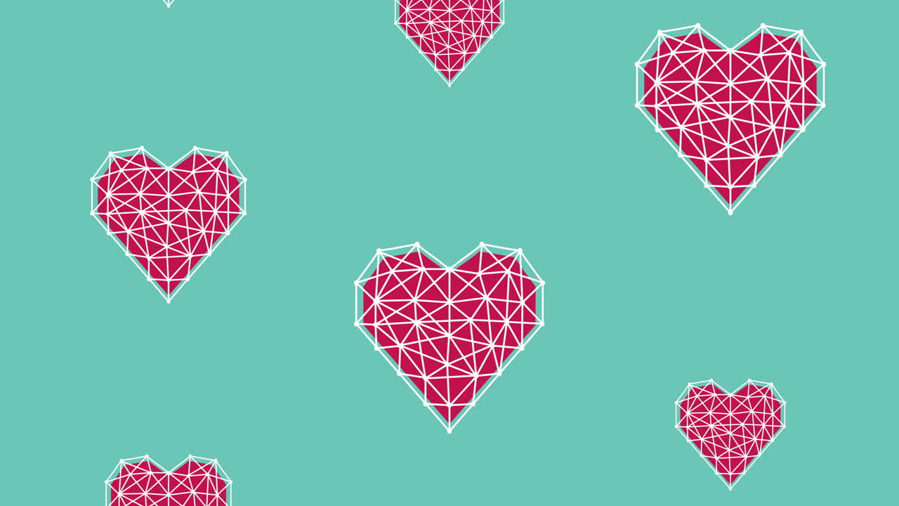 patrón geométrico de corazones rojos