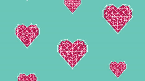 patrón geométrico de corazones rojos