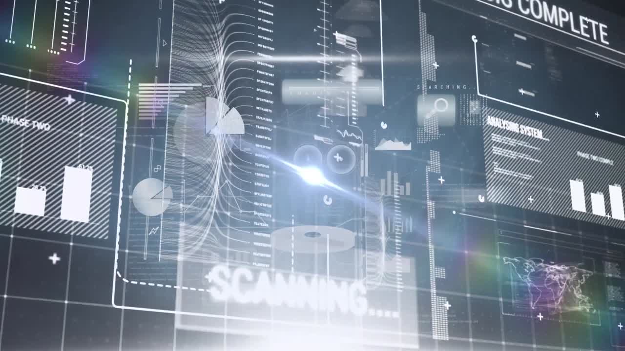 화면에 데이터 처리 및 통계 기록의 애니메이션