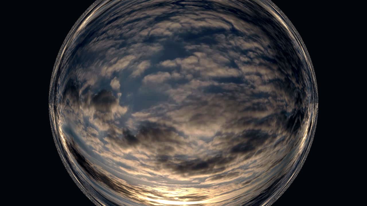 formación de nubes al atardecer con efecto globo sobre fondo oscuro
