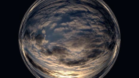 cloud formation at sunset with globe effect on dark background