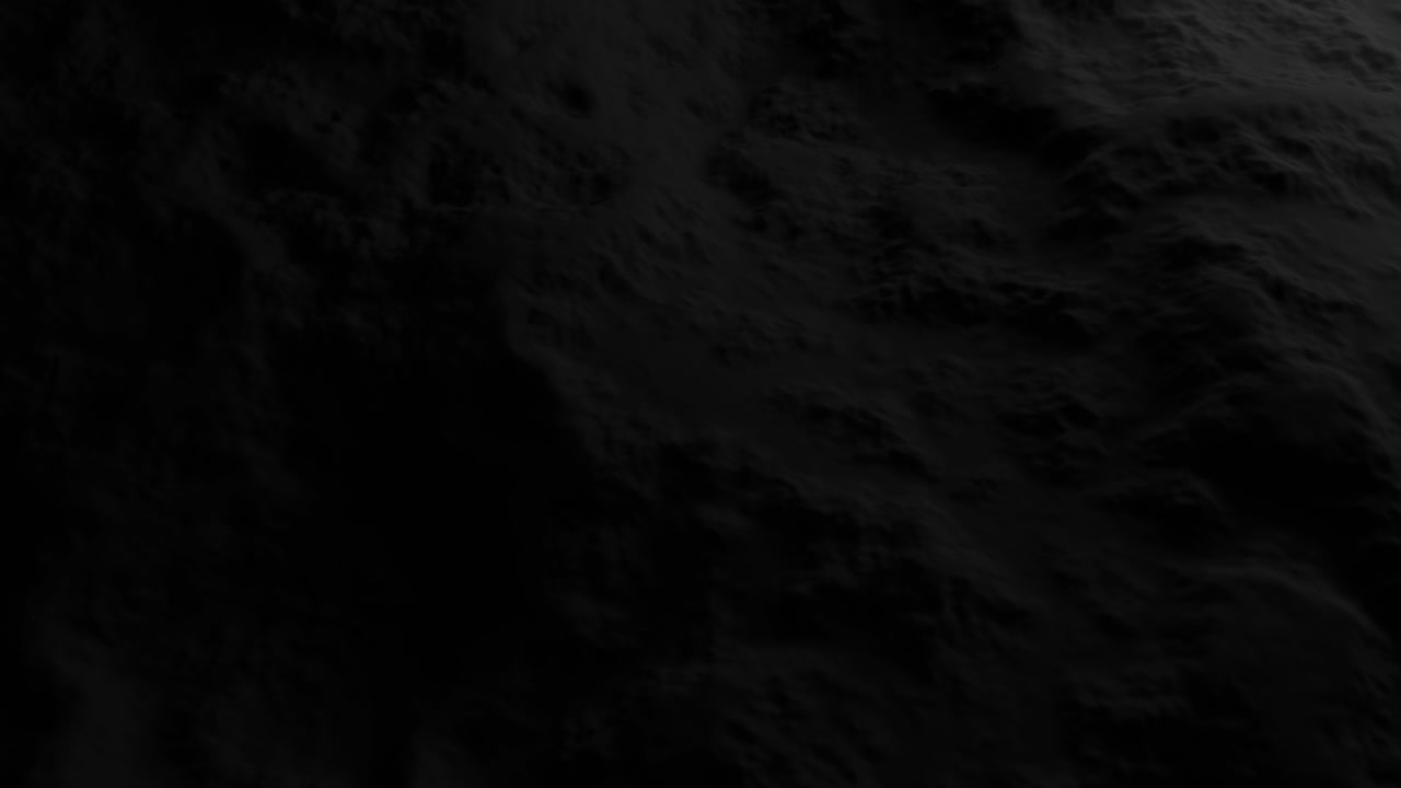 Superficie scura erosa con riflessi tenui. Sfondo con onde nere minimali e ruvide. Animazione in loop di onde distorte. Flusso minimale di increspature morbide in scala di grigi. 4K UHD