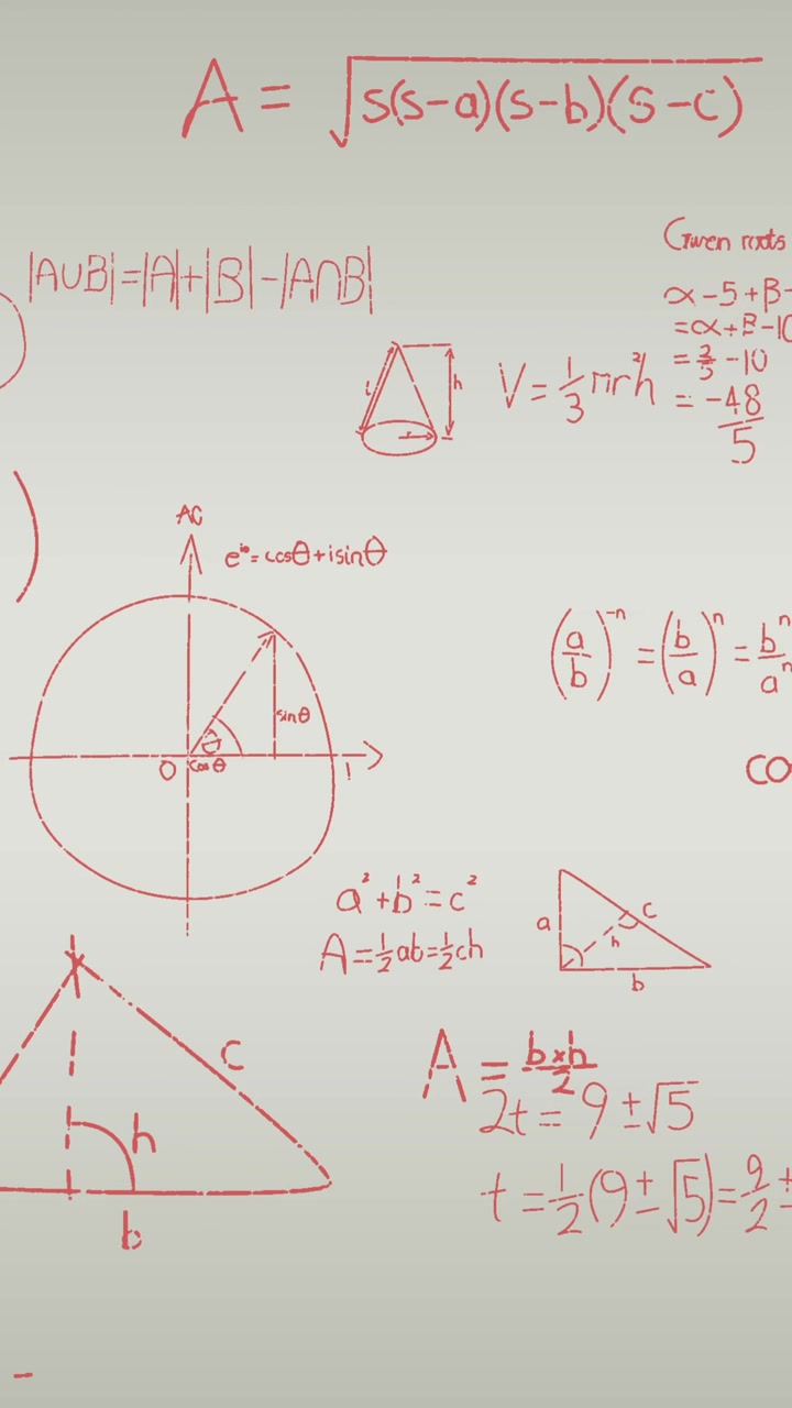Animazione di equazioni matematiche su sfondo bianco