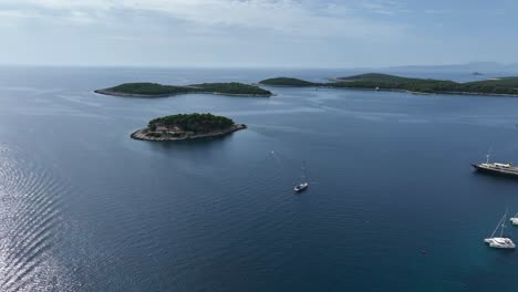 pan shot of small islands in hvar, croatia.
