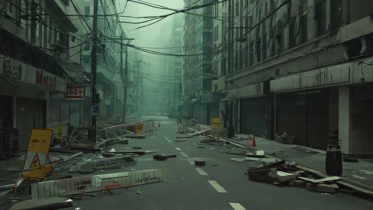 Post-Apocalyptic Urban Decay: Abandoned and Ruined Cityscape
