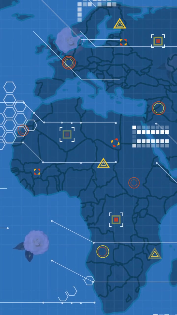 Animation of digital data processing over world map
