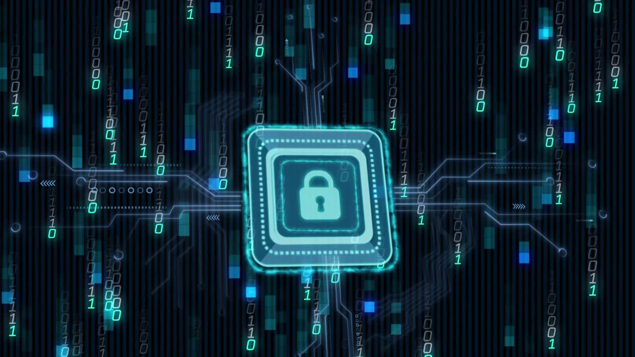 Animation of data processing on black background