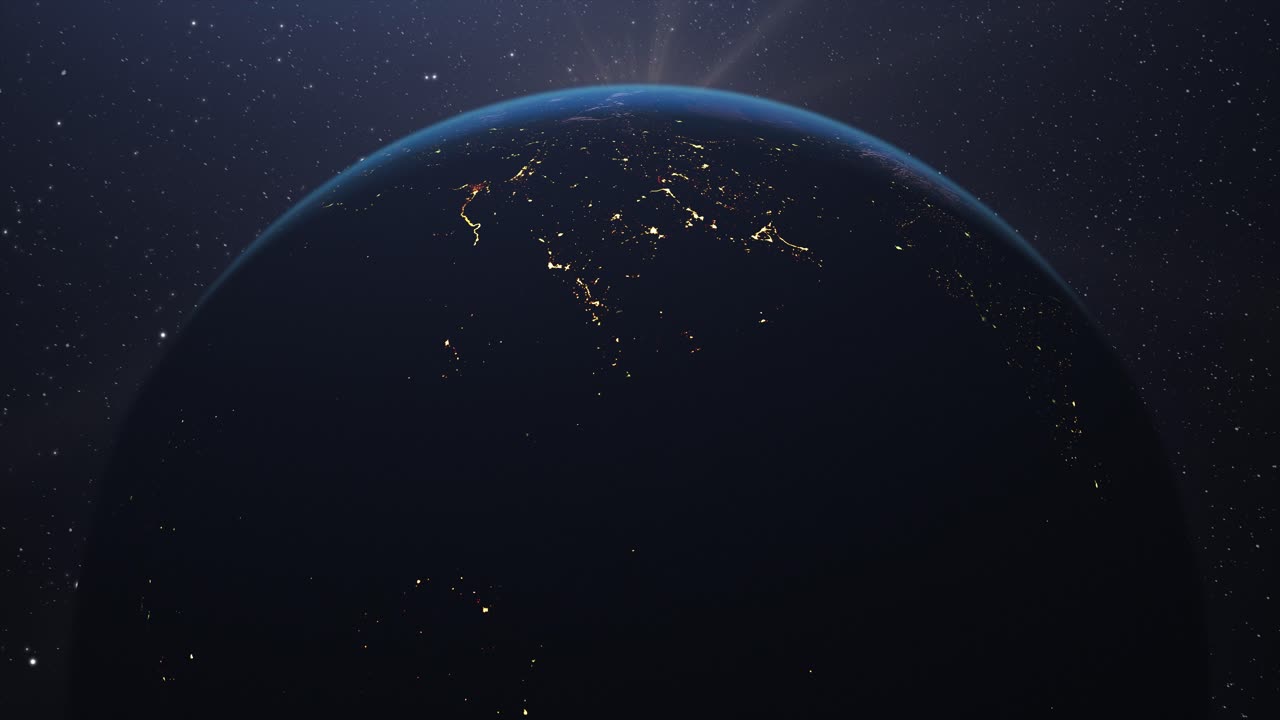 우주 에서 볼 수 있는 세계 지평선 위 의 현실적 인 일출