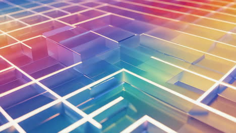 vibrant rainbow glass blocks labyrinth background