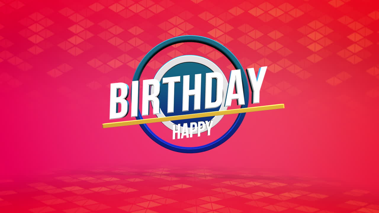 feliz cumpleaños moderno con triángulo en gradiente rojo patrón geométrico