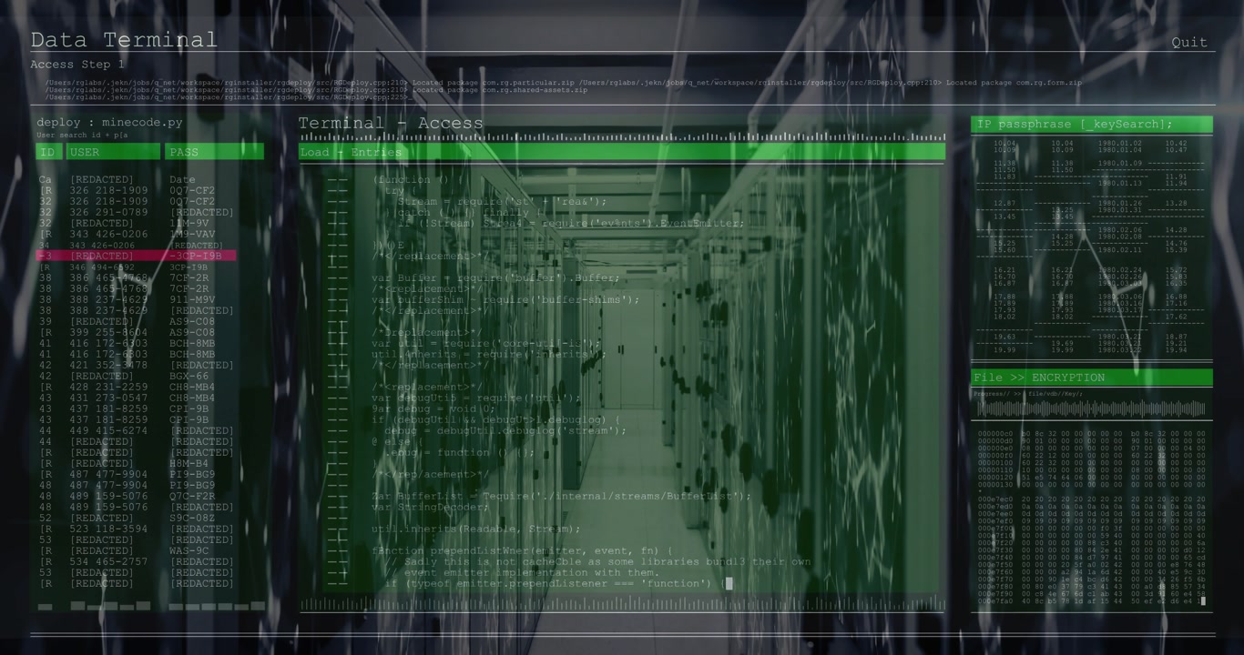 Fading overlay on server racks running mlencode