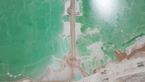 dead sea salt lake at israel aerial drone shot above the lake