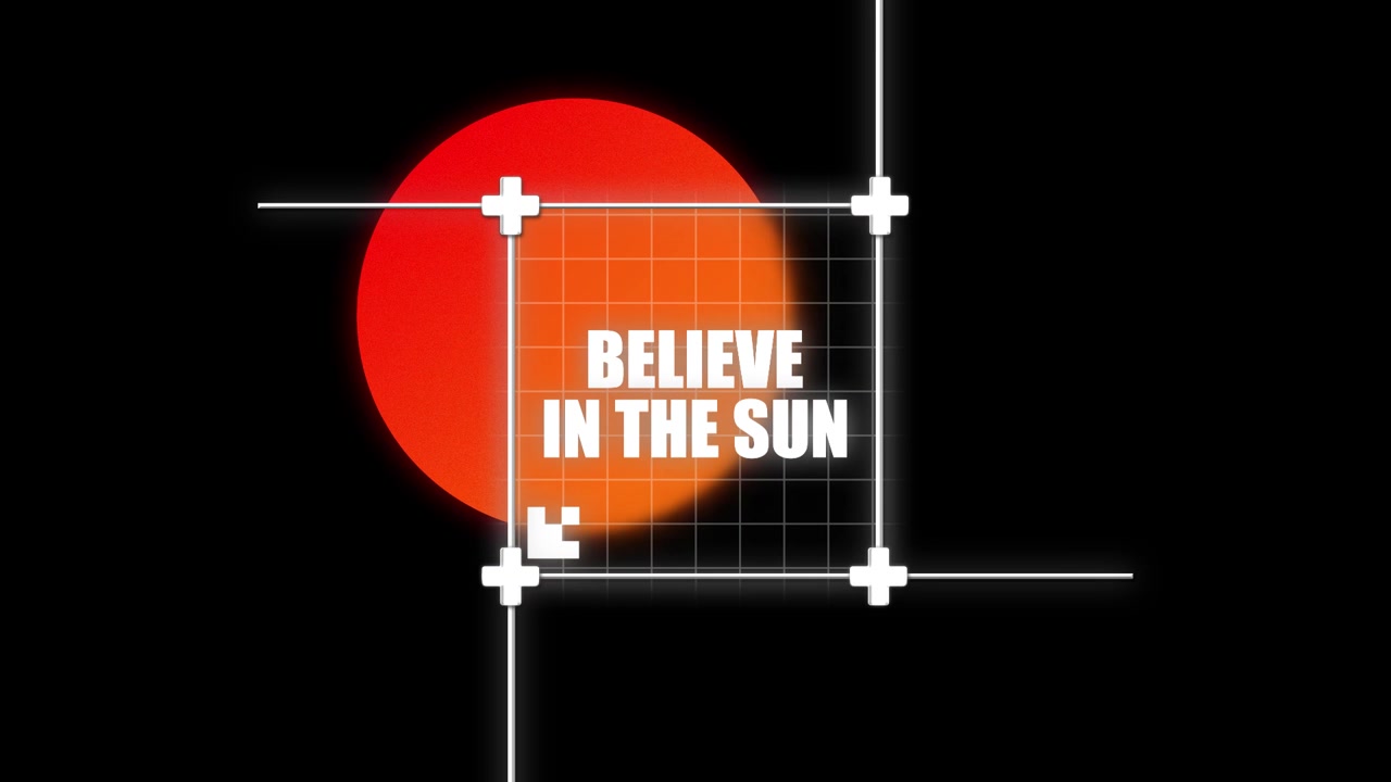 Animazione grafica minimalista con un sole rosso e testo