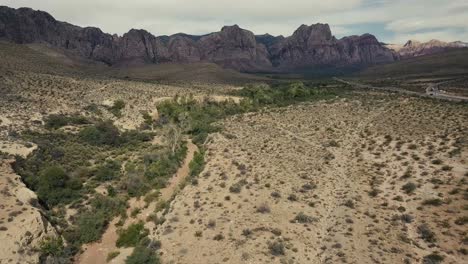 Flotando-Por-El-Desierto-De-Nevada-Con-Montañas-Al-Fondo