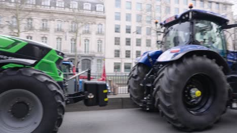 flemish farmers protesting against forced shrinking of livestock and measurements to cut down co2 nitrogen emissions - brussels, belgium - panning shot