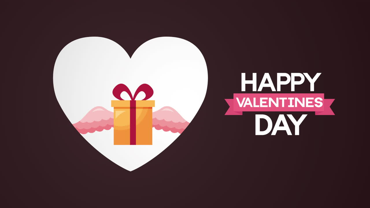 tarjeta animada del día de san valentín con corazón y sobre volando