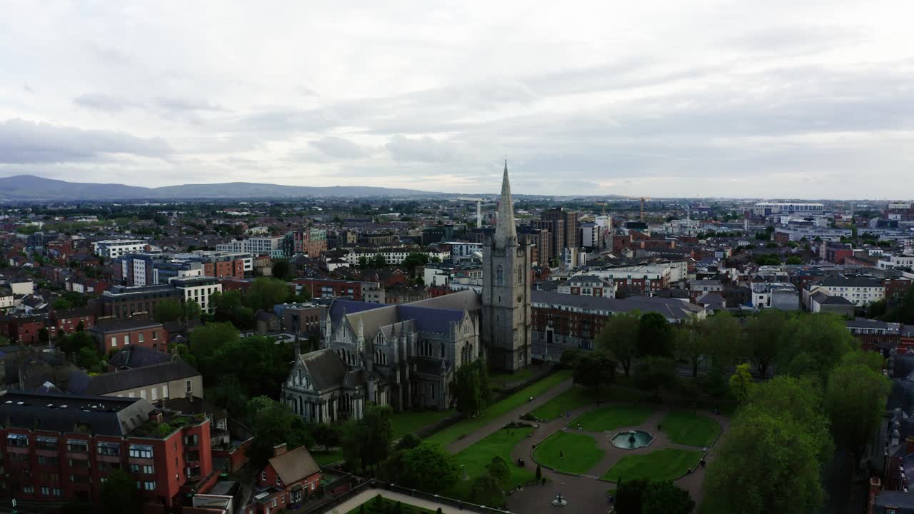 Aerial View of St. Patrick's Cathedral in Dublin, Ireland