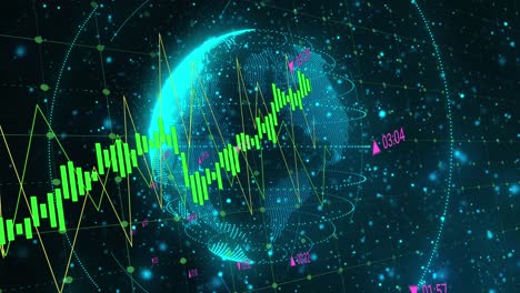 animación del procesamiento de datos en todo el mundo