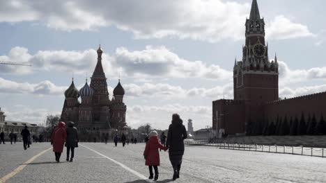 red square in moscow, russia on a cloudy day