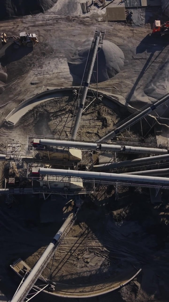 Quarry site showing mining equipment and materials in operation