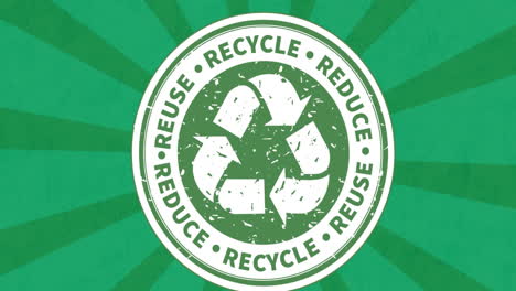 animación del símbolo de reciclaje sobre fondo verde