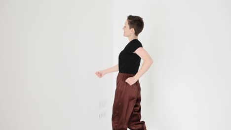 woman walking and jogging in studio
