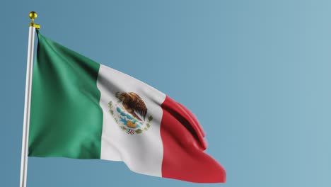 Ondeando-La-Bandera-Mexicana-Contra-El-Fondo-Azul---3D-Render-Por-Computadora