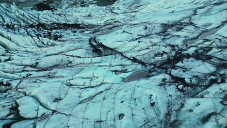 drone shot of vatnajokull glacier cracks