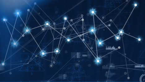 Animation-of-connected-dots-with-graph-and-soundwave-icons-against-mathematical-equations