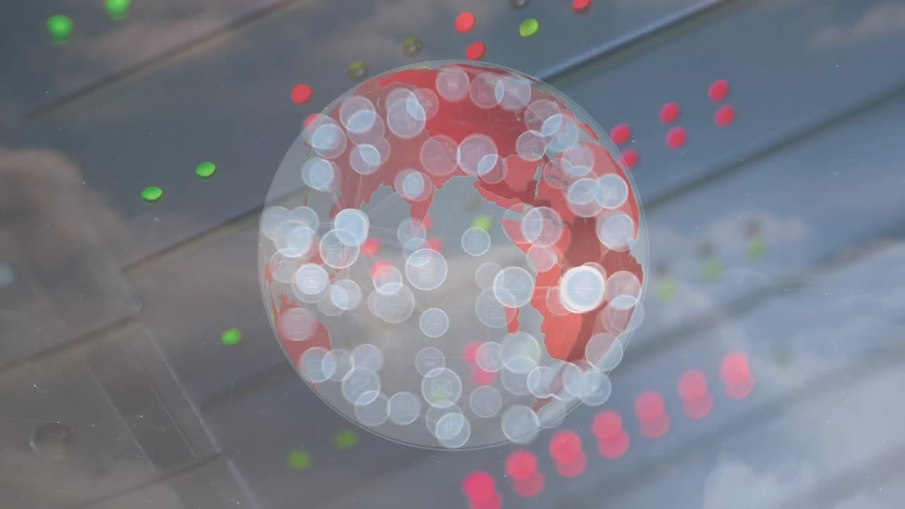 아이콘과 구름 위의 지구로 연결된 네트워크의 애니메이션