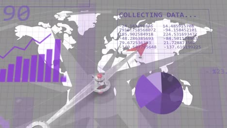 Animation-Von-Statistiken-Und-Daten-über-Kompass-Mit-Beweglicher-Nadel-Und-Weltkarte