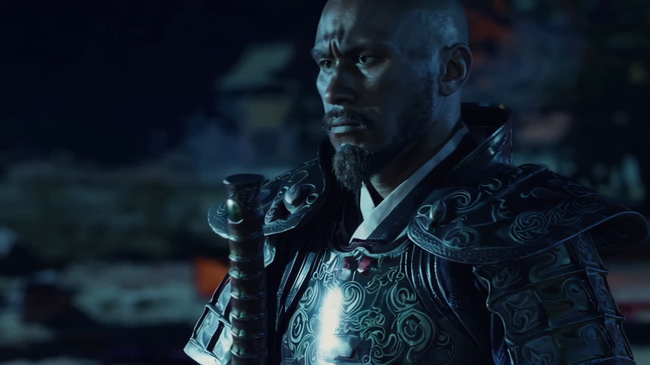 Powerful Dark Samurai Warrior Portrait