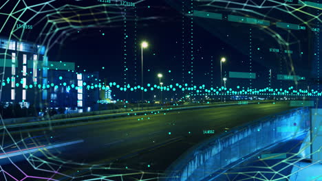 procesamiento de datos financieros contra el tráfico nocturno de la ciudad
