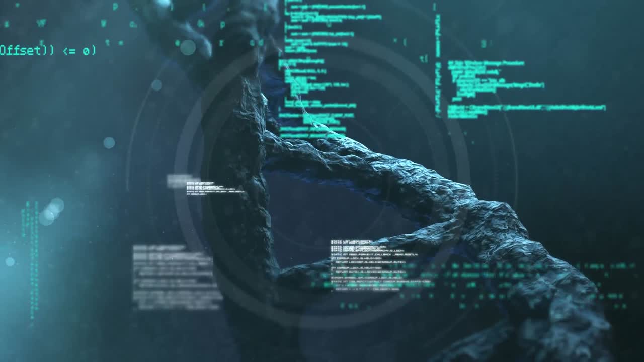 dna 가닥 회전 및 의료 데이터 처리의 애니메이션