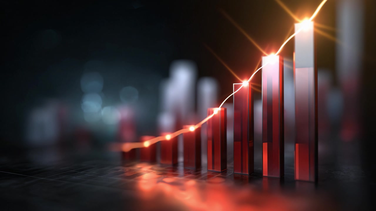 Dynamic Financial Graph Showing Growth Trends and Progression Over Time with Colorful Data Visualizations on a Modern Abstract Background