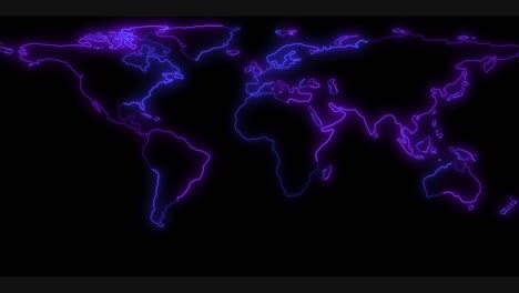 glowing lines trace the outlines of the world map