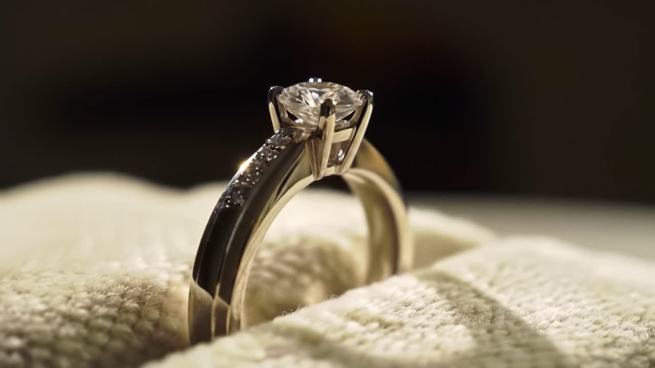 Close-up of a beautiful diamond engagement ring
