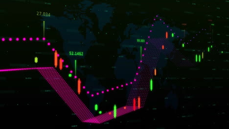 animation of financial data processing over dark background