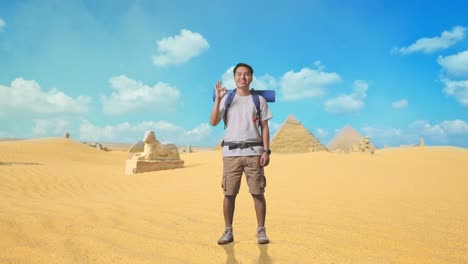 tourist in the egyptian desert