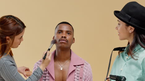 makeup, model and photographer talking